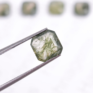 Agate de mousse verte de haute qualité octogone Asscher coupe naturelle 7.0x7.0x3.5mm 1.35 carat calibré pierre précieuse en vrac pour la fabrication de bijoux - Product Image 5