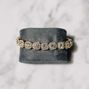 12mm 14k Plaqué Or Blanc Solide 925 Argent Sterling Cluster Tennis Bracelet pour Femmes Rond Diamant Cluster Tennis Bracelet - Product Image 3