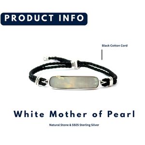 สร้อยข้อมือเงินแท้ 925 รูปทรงสี่เหลี่ยมมุมมน |   หินมุกขาวและคริสตัลฮาวไลท์ |   เครื่องประดับผู้หญิงแบบ OEM สั่งทำพิเศษ - Product Image 2