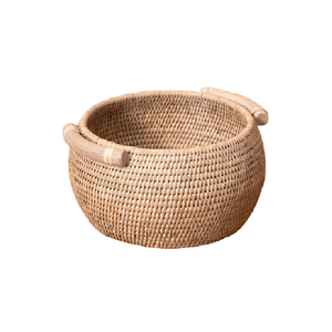ตะกร้าหวายสานสีธรรมชาติสำหรับตกแต่งบ้านงานหัตถกรรมตะกร้าหวายสานสำหรับเก็บของกระจุกกระจิก - Product Image 4