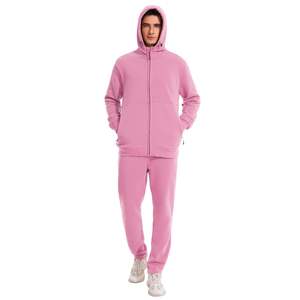 Conjunto de Sudadera con Capucha y Pantalones de Chándal de Algodón Pesado con Acabado Ácido, Tallas Grandes, Ecológico, Elástico en Cuatro Direcciones, Transpirable, 2 Piezas, Liso - Product Image 5