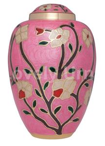 นูนดอกกุหลาบสีชมพูงานศพทองเหลืองเผาศพผู้ใหญ่ Urns สําหรับเถ้ามนุษย์ถุงกํามะหยี่ฟรี - Product Image 2