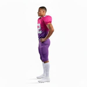 Uniforme de football américain sur mesure 100% polyester respirant, taille plus, maillot et pantalon à manches courtes avec logo frontal - Product Image 3