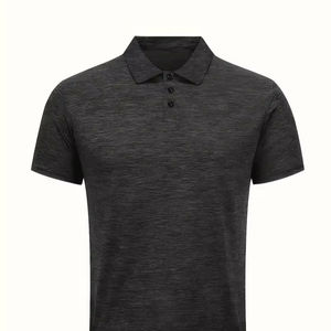 Chemises polo en coton pour hommes avec col en ligne noire T-shirts imprimés de conception solide et respirante Logo personnalisé Chemises polo grande taille pour hommes - Product Image 1