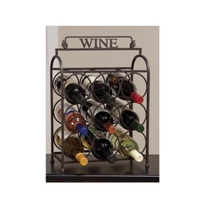 Casier à vin en métal pour bar et restaurant Étagère à vin en fil de fer Support de rangement pour comptoir 9 porte-bouteilles de vin Cuisine et table - Product Image 1