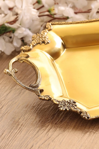 ถาดเสิร์ฟของตกแต่งทำจากทองเหลืองแข็งน้ำหนักมากถาดสำหรับปาร์ตี้อาหารเครื่องดื่ม - Product Image 4