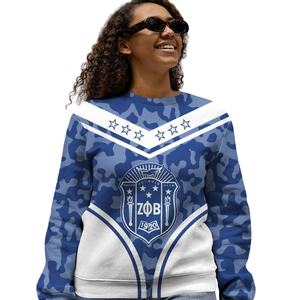 Sudadera Azul con Cuello Redondo Zeta Phi Beta para Mujer, Sudadera Bordada de la Hermandad Griega 1920 - Product Image 5