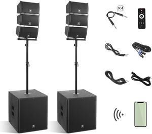 Sistema de Altavoces de Sonido Profesional con Subwoofer Doble de 18 Pulgadas y Amplificador de Potencia, Conjunto Completo para Música en Escenarios Profesionales - Product Image 1