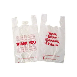 Reusable Vest Shopping Bag with Custom Logo Manufacturer's Thank You T-Shirt <b>Plastic</b> <b>Tote</b> for Packaging Storage - Product Image 2