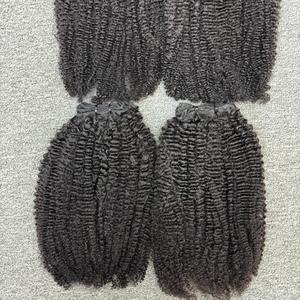 Extensions de cheveux à double trame crépus bouclés 100% cheveux humains vierges non remy cheveux crus cambodgiens un donneur de cheveux de toutes les couleurs - Product Image 3