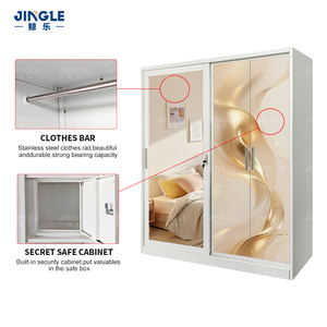 <span class=keywords><strong>Armadio</strong></span> in Acciaio Inossidabile con Stampa Colorata e Serratura, 3 <span class=keywords><strong>Ante</strong></span> <span class=keywords><strong>a</strong></span> Battente con <span class=keywords><strong>Specchio</strong></span> per Camera da Letto, Vendita all'Ingrosso - Product Image 4