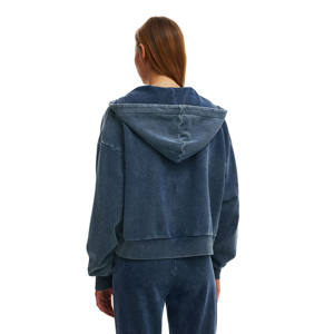 Conjunto Deportivo de Mujer con Cremallera, Estampado de Serigrafía, Lavado Ácido, Sudadera Corta con Capucha y Pantalones Jogger - Product Image 2