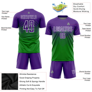 Ensemble de maillot de football à dégradé bicolore, manches courtes, uniforme de football respirant, vêtements de sport performants, kit d'entraînement pour match - Product Image 5