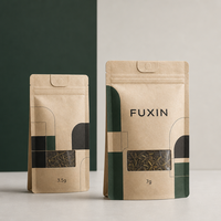 Sachet d'emballage compostable de luxe en papier kraft avec fenêtre, 3,5g 7g, pochette stand-up, avec logo personnalisé, fermeture magnétique, pelliculage pour aliments