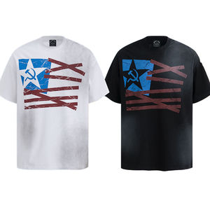 Camiseta de Manga Corta Retro Vintage para Hombre, 100% Algodón, Corte Holgado, Cuello en V, Estilo Informal, Camiseta Básica de Verano - Product Image 1