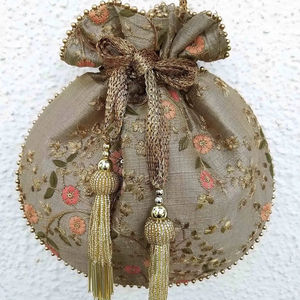 <b>Embroidered</b> Wedding Potli <b>Bag</b> Women Bridal Party Wear Traditional Indian Handbag Wholesale - Product Image 1