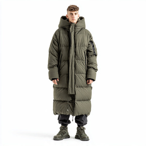 Veste longue matelassée pour homme, veste longue matelassée chaude d'hiver, veste longue matelassée pour homme, streetwear pour homme, 100% polyester spandex, veste longue matelassée pour homme - Product Image 4