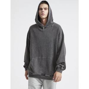 Sweat à capuche zippé pour homme, coupe classique, 100% coton épais, effet vintage, lavage à l'acide, broderie 3D, imprimé, collection automne, sensation de luxe - Product Image 4