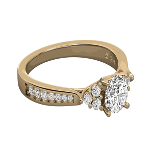 Anillo de Compromiso con Halo de Diamantes Redondos para Ella - Product Image 1