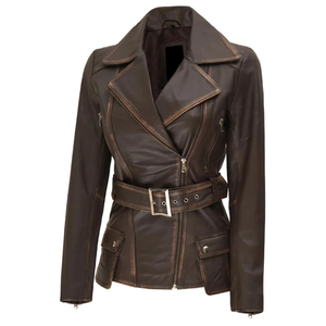 Chaqueta de Cuero para Mujer, Talla Adulto, a la Moda, Cálida para Invierno, Tejida, con Cierre, Informal, Resistente al Viento, Ecológica, Servicio OEM - Product Image 1
