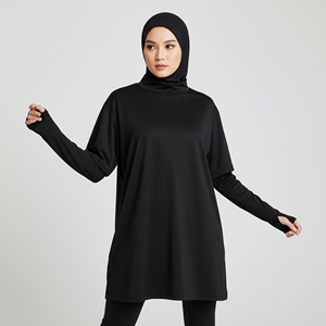 T-shirt de sport musulman modeste et tendance pour femme, UPF50+, respirant, à manches longues avec passe-pouces, idéal pour le fitness - Product Image 1