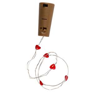 Set of 2 <b>Bottle</b> Cork Fairy Lights with 5 <b>Warm</b> White Heart LEDs IP65 Copper for Christmas Decorations - Product Image 3