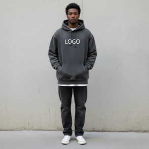 เสื้อฮู้ดดี้แฟชั่นลำลองคุณภาพสูง สไตล์ฮิปฮอป สำหรับผู้ชาย ทรงโอเวอร์ไซส์ ผ้าฝ้าย 100% 450 แกรม รับสกรีนโลโก้ตามสั่ง - Product Image 1