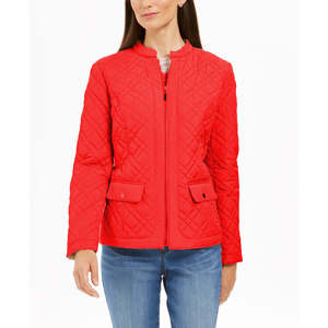 Giacca in Pelle Trapuntata Oversize da Donna Charter Club Rossa con Colletto alla Coreana e Cappuccio, Logo Personalizzabile, Taglia XL per la Stagione Autunnale - Product Image 1