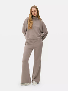 Nouveauté Sweat-shirt oversize à col cheminée et demi-zip sur le devant, avec poignets et ourlet ajustés, couleur beige, logo personnalisé, pour femmes - Product Image 6