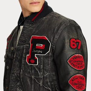 Veste en jean vintage pour homme, style varsity, avec patchs, streetwear décontracté, vêtements d'extérieur tendance, coupe classique - Product Image 4