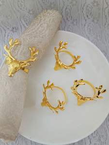 Ensemble d'anneaux de serviette en laiton de qualité supérieure, design tête de cerf, décoration de table pour salle à manger, mariage, fête, hôtel, restaurant, usage domestique - Product Image 4