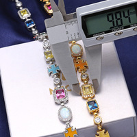 Bracelet à maillons CZ coloré pour homme, chaîne de pierres précieuses de luxe pour femme, accessoires hip-hop, collection cadeau fournisseur personnalisé