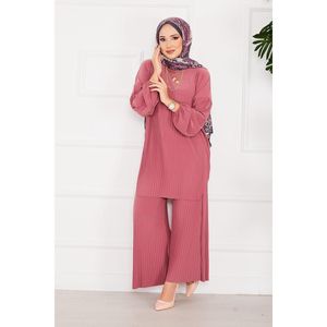 Hijab 2 pièces plissé et confortable à motif de roses, style modeste et modeste - Product Image 4