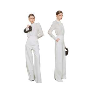 Pantalones de pierna recta Tela de buena calidad con cortina para señora de la Oficina Diseño de lujo Embalaje personalizado Fabricante de Vietnam - Product Image 1