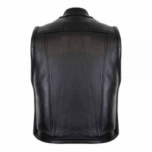 2025 vente chaude hommes de haute qualité en cuir noir gilet grande taille sans manches hiver Polyester doublure chauffée moto coupe-vent - Product Image 5