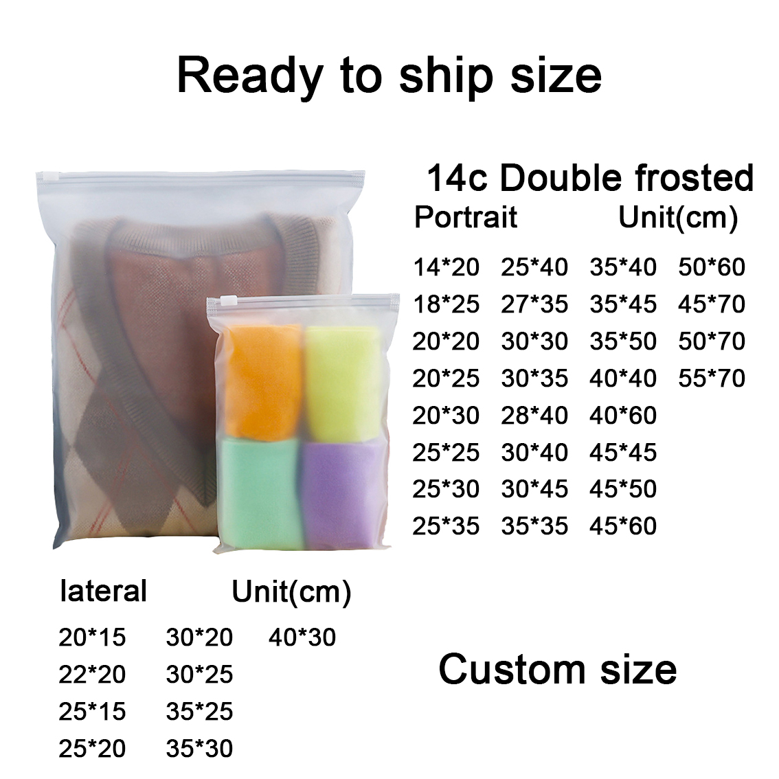 140microns-Frosted zipper bag