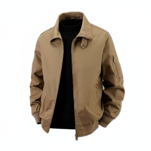 แจ็กเก็ตทำงานผ้าเดนิมที่ได้รับแรงบันดาลใจจากวินเทจมีซิปปิดแบบลำลองกันน้ำกันลมมีตัวอักษรที่มีน้ำหนักเบามีตักษร - Product Image 1