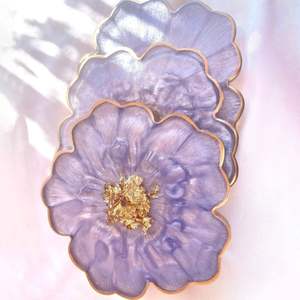 Posavasos de resina floral Juego de posavasos de Arte de resina epoxi y ágata azul único para amantes del té - Product Image 2