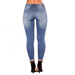 กางเกงยีนส์ผ้าฝ้ายผลิตจากโรงงานของผู้หญิงกางเกงยีนส์ทรงตรงเข้ารูปเซ็กซี่ดีไซน์ใหม่ - Product Image 6