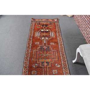 Turkish Rug, <b>Runner</b> 2.8x11.5 ft Vintage Rug, <b>Red</b> Persian Wool Rug - Product Image 4