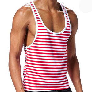 Gimnasio Fitness sin mangas de secado rápido chaleco para correr camisetas sin mangas para hombres diseño a rayas de algodón de alta calidad estilo de calle alta camisetas sin mangas para hombres - Product Image 4