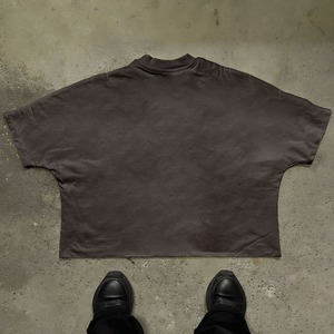 T-shirt à manches d'été lourd 100% coton personnalisé pour hommes motif solide imprimé graphique coupe brute ourlet incurvé Boxy recadrée - Product Image 2