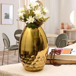 Eye-Catching Gold Finished Iron Metal Flower <b>Vase</b> <b>Cylinder</b> Shape for Home Dining Table Decoration Flower Arrangement <b>Vases</b> - Product Image 2