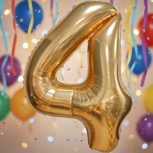 Palloncino Foil Numero 4 Oro 1M per Feste, Riempibile con Elio, Decorazione per Feste - Product Image 3