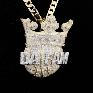Customizable 14K Gold Plated VVS Moissanite Emerald Cut <b>Cross</b> Shape Hip Hop Iced Crown Name Pendants Charms Unisex Christian IGI - Product Image 4