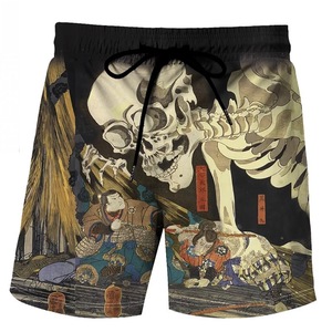 Vente chaude Grande Taille 2 Pièces Ensemble Personnalisé Tricot Stretch Bikinis Botte Coupe Gym Short De Bain Floral Plaid Impressions pour Hommes Vêtements De Plage - Product Image 3