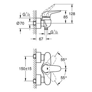 Grifo de Ducha Cromado para Pared Exterior Grohe WAVE Starlight 32287001 para Uso en Exteriores - Product Image 2