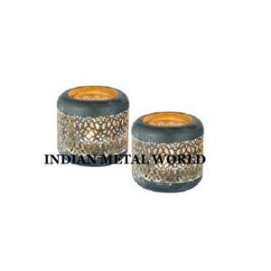 Ensemble de 2 supports votifs en métal de conception fantaisie meilleure vente support votif de forme ronde pour l'utilisation d'hôtel - Product Image 1