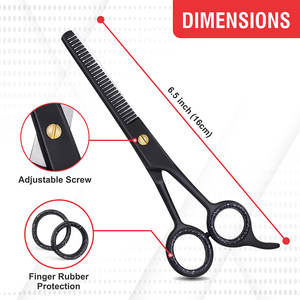 2025 Professional 6.5\" Stainless Steel Black Thinning Scissors for Hair Dressing Sharp Trimming <b>Shears</b> for Men and Women - Product Image 6