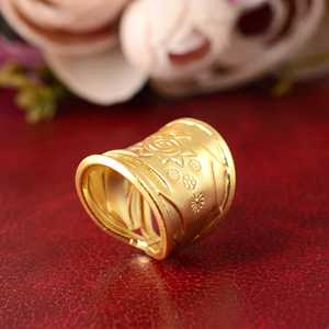 Bague ethnique en laiton plaqué or 18 carats pour femme, style bohème éco-responsable, large bande tribale, pour la vente en gros OEM ODM - Product Image 5